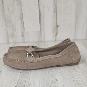 Kelly & Katie Taupe Tan Silvertone Bit Kai Suede Driving Loafers Size 8.5M
